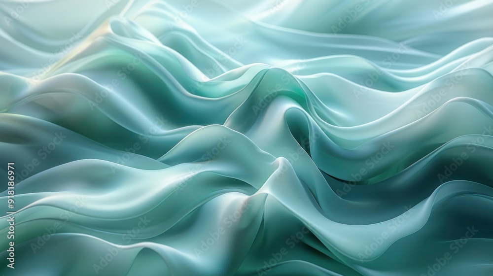 Mint Green and Seafoam Blue Swirl: Abstract Shape in Tranquil Tones Mint Green and Seafoam Blue Swirl: Abstract Shape in Tranquil Tones