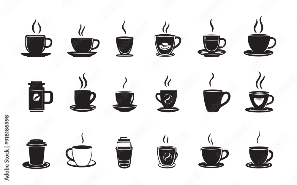 set of cups icon, hand drawn of coffee cup and tea collection , hot drink icon isolated vector design set of cups icon, hand drawn of coffee cup and tea collection , hot drink icon isolated vector design