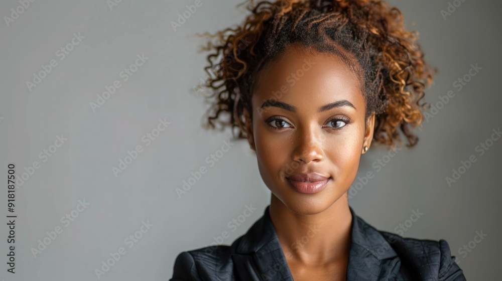 Confident Afro Businesswoman in Suit with Crossed Arms - Isolated Portrait on White Background Confident Afro Businesswoman in Suit with Crossed Arms - Isolated Portrait on White Background