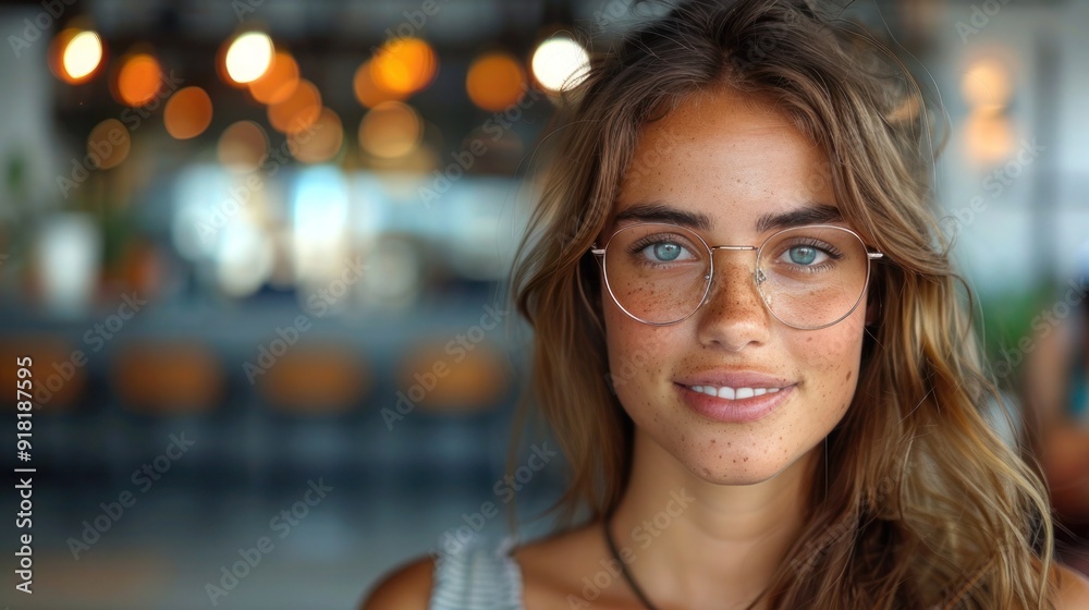 Tech-Savvy Beauty: Close-Up Portrait of Young Woman Smiling While Working with Laptop in Office Tech-Savvy Beauty: Close-Up Portrait of Young Woman Smiling While Working with Laptop in Office