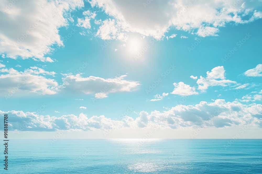 Panorama of clear sky background for summer vacation concept at ocean and summer sea water with sunlight of beautiful cloudy sky with generative ai Panorama of clear sky background for summer vacation concept at ocean and summer sea water with sunlight of beautiful cloudy sky with generative ai