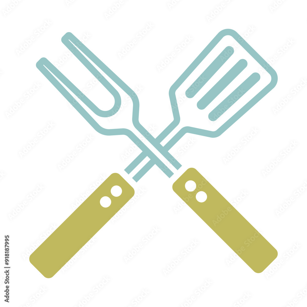 Big fork and spatula vector icon. Kitchen appliance Big fork and spatula vector icon. Kitchen appliance