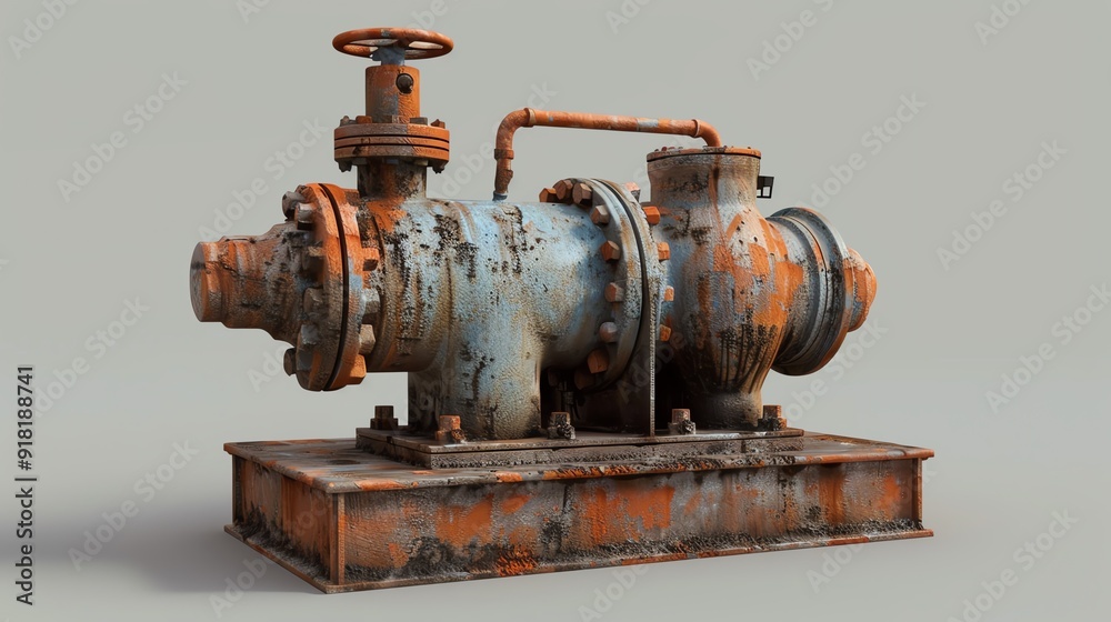Fototapeta premium 3D render of a small industrial pump, realistic textures