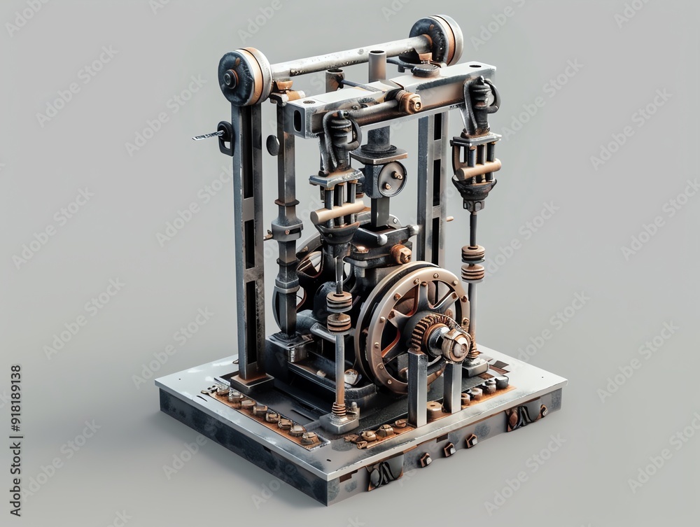 Fototapeta premium 3D render of a small industrial press, intricate details