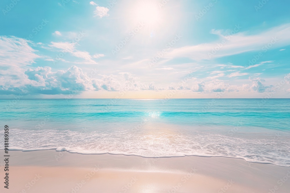 Panorama of clear sky background for summer vacation concept at ocean and summer sea water with sunlight of beautiful cloudy sky with generative ai Panorama of clear sky background for summer vacation concept at ocean and summer sea water with sunlight of beautiful cloudy sky with generative ai
