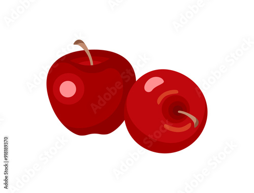 Red apples. Vector cartoon flat illustration. Fresh fruits icon. 