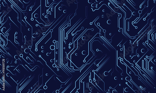 blue printed digital electronic circuit board isolated vector background 