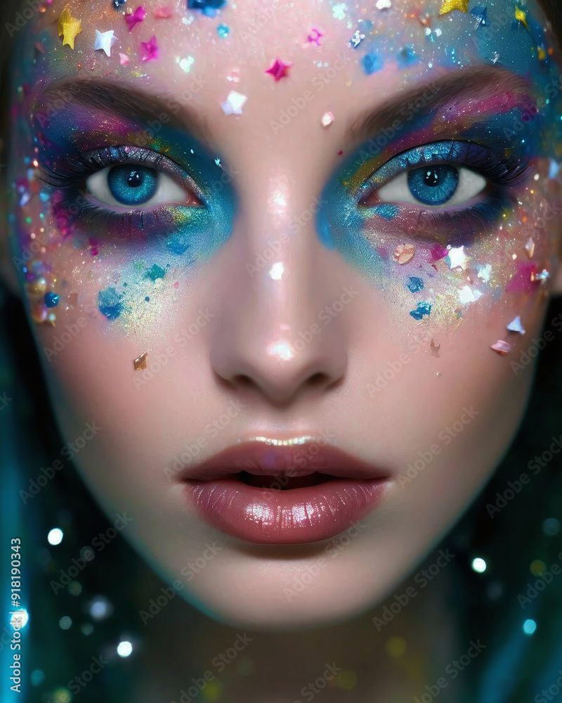 Portrait of a beautiful girl with bright make-up and sparkles Portrait of a beautiful girl with bright make-up and sparkles