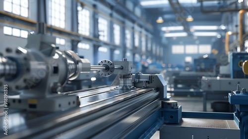 Detailed 3D render of a CNC machine in an industrial setting