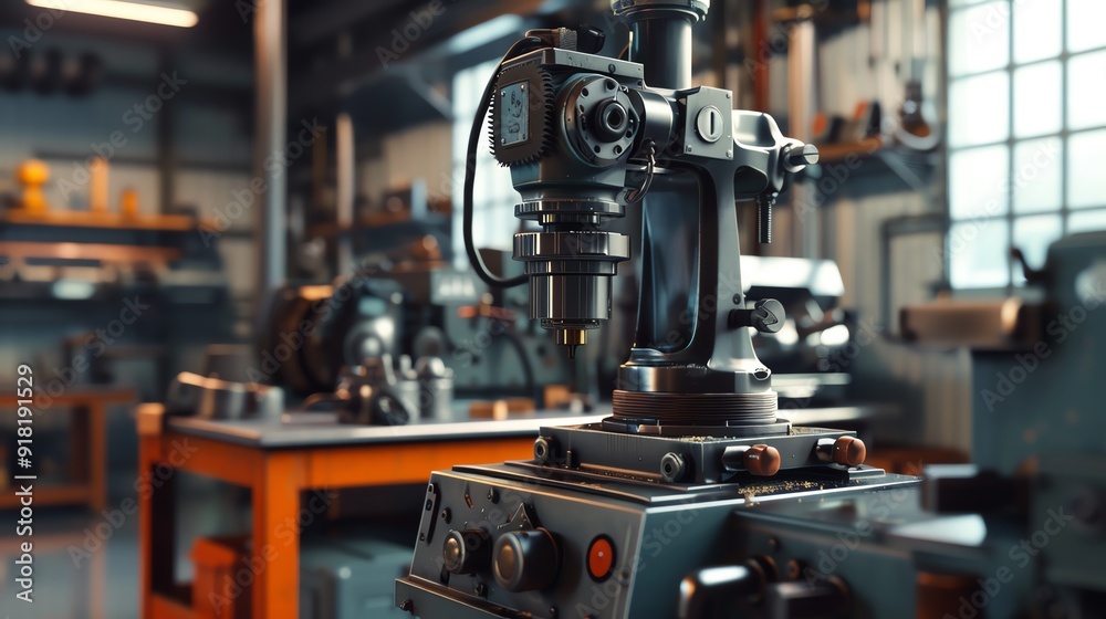 Fototapeta premium Detailed 3D render of a milling machine in a workshop