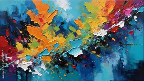 Vivid Abstract Painting with Bold Palette Knife Textures for Contemporary Spaces