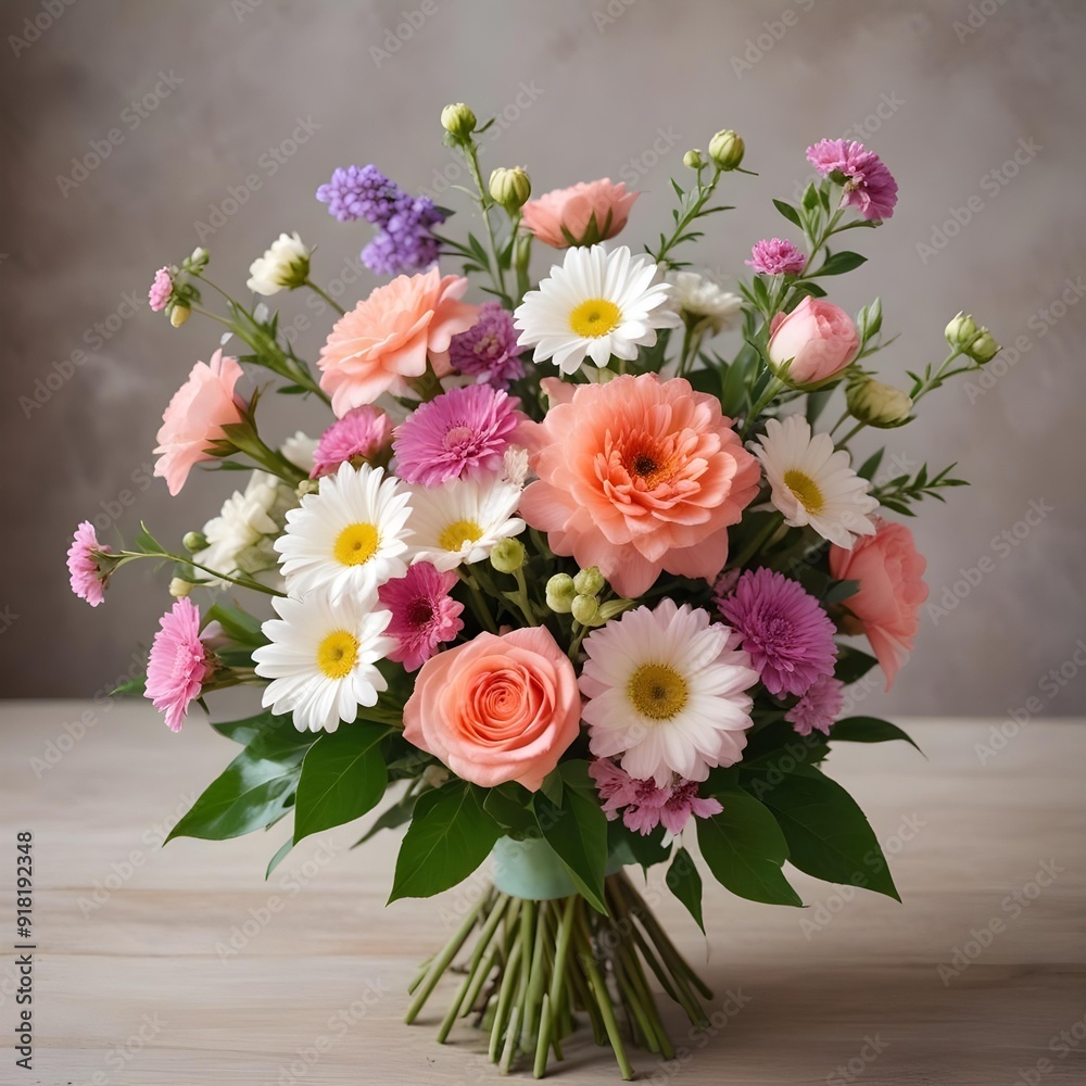 A simple bouquet of mixed flowers A simple bouquet of mixed flowers