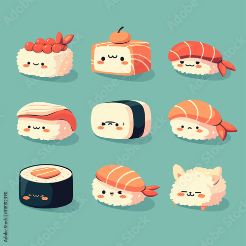 sushi set vector