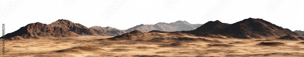Obraz premium Vast Landscape with Mountain Ranges on the Horizon, an Isolated and Pristine Background for Otherworldly Desert Vistas.