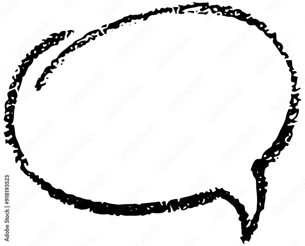 Oval and round chalk, crayon hand drawing speech bubble. Stock grunge texture for design template business presentation, school education.