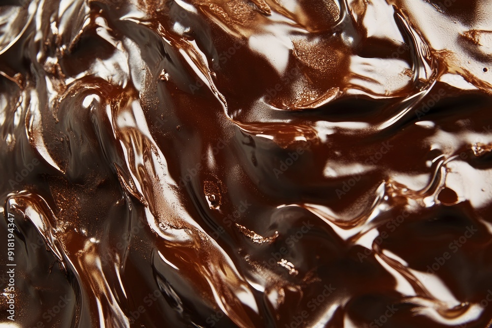 Processed collage of melted liquid chocolate texture. Background for banner, backdrop or texture for 3D mapping with generative ai