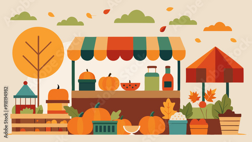 Fall Market: A local farmers' market with seasonal produce, pumpkins, and fall decorations.
