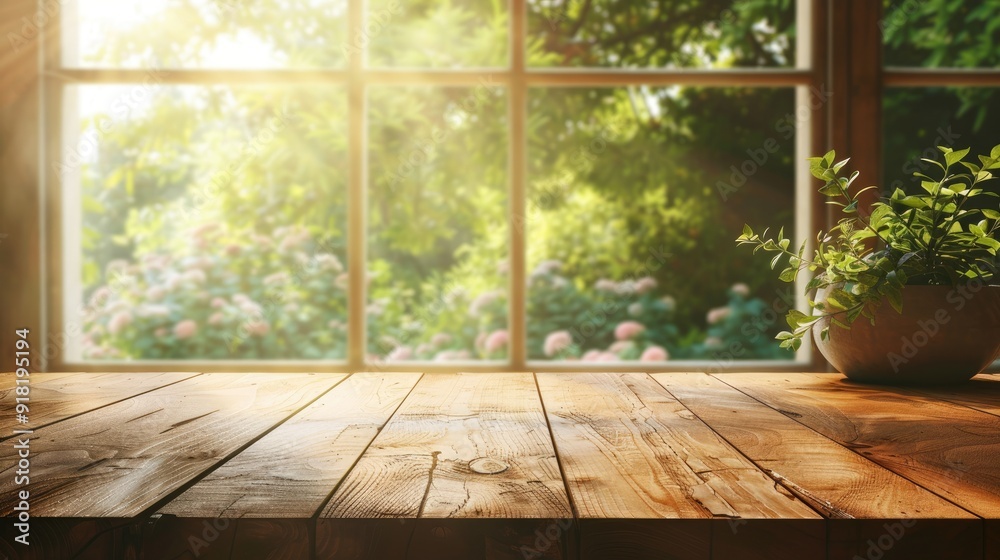 Background with table and window, space for your design Background with table and window, space for your design
