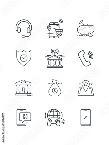 Recycling, Safe bank, Scuba tanks, Shopping, Star Christmas, Trash garbage, vector illustration