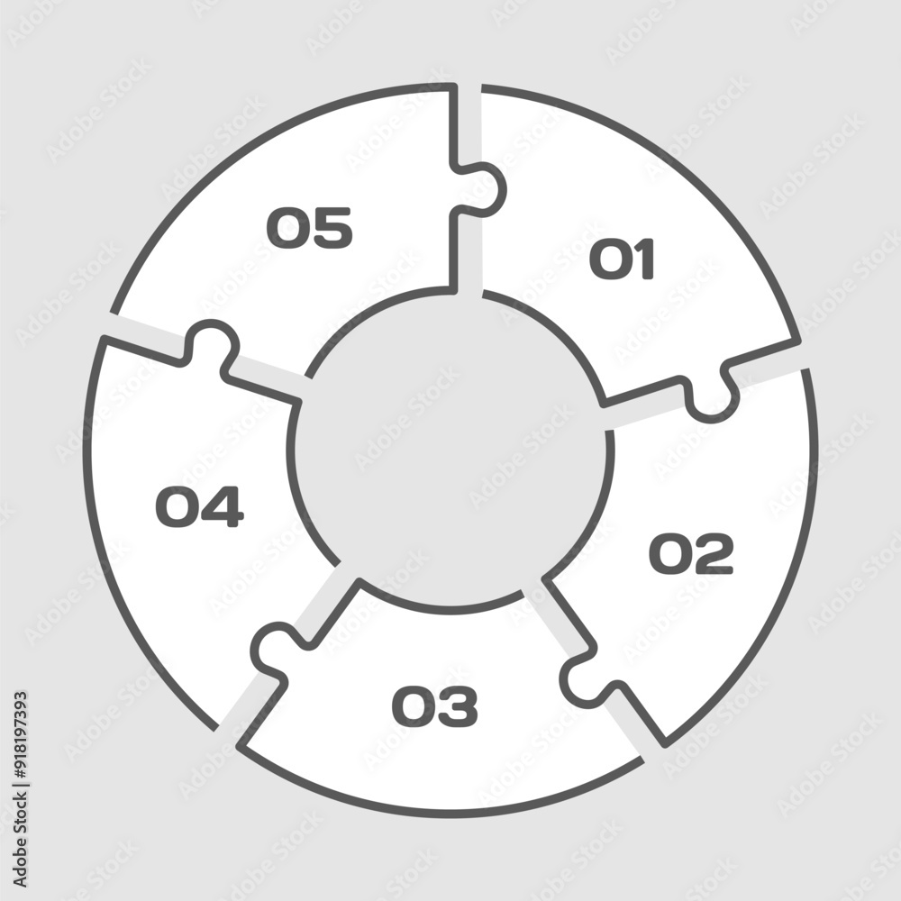 Diagram infographic for 5 steps, circle puzzle Diagram infographic for 5 steps, circle puzzle