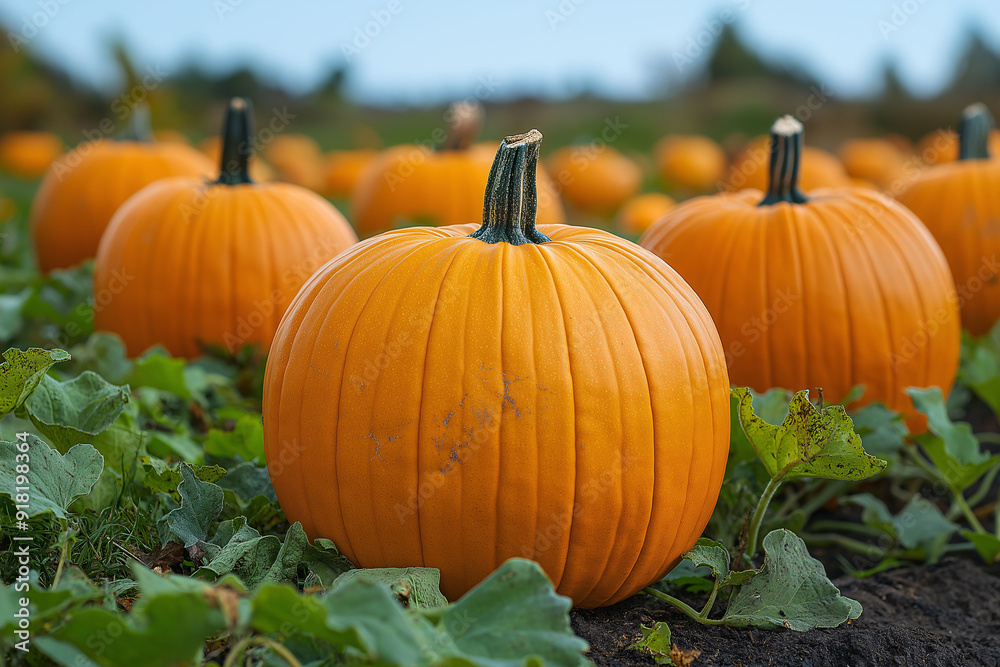 A field or farm scene with pumpkins ready for harvest or being picked, showcasing the seasonal bounty and autumnal setting A field or farm scene with pumpkins ready for harvest or being picked, showcasing the seasonal bounty and autumnal setting
