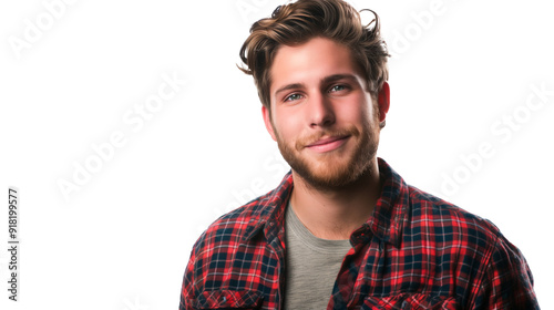 portrait of a happy young American man isolated on transparent background