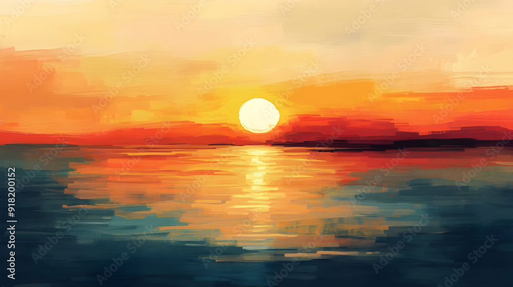 Abstract Sunrise Over Water with Gentle Reflections and Warm Tones - Abstract Sunrise Over Water with Gentle Reflections and Warm Tones -