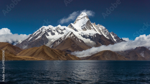 landscape with snow and mountains