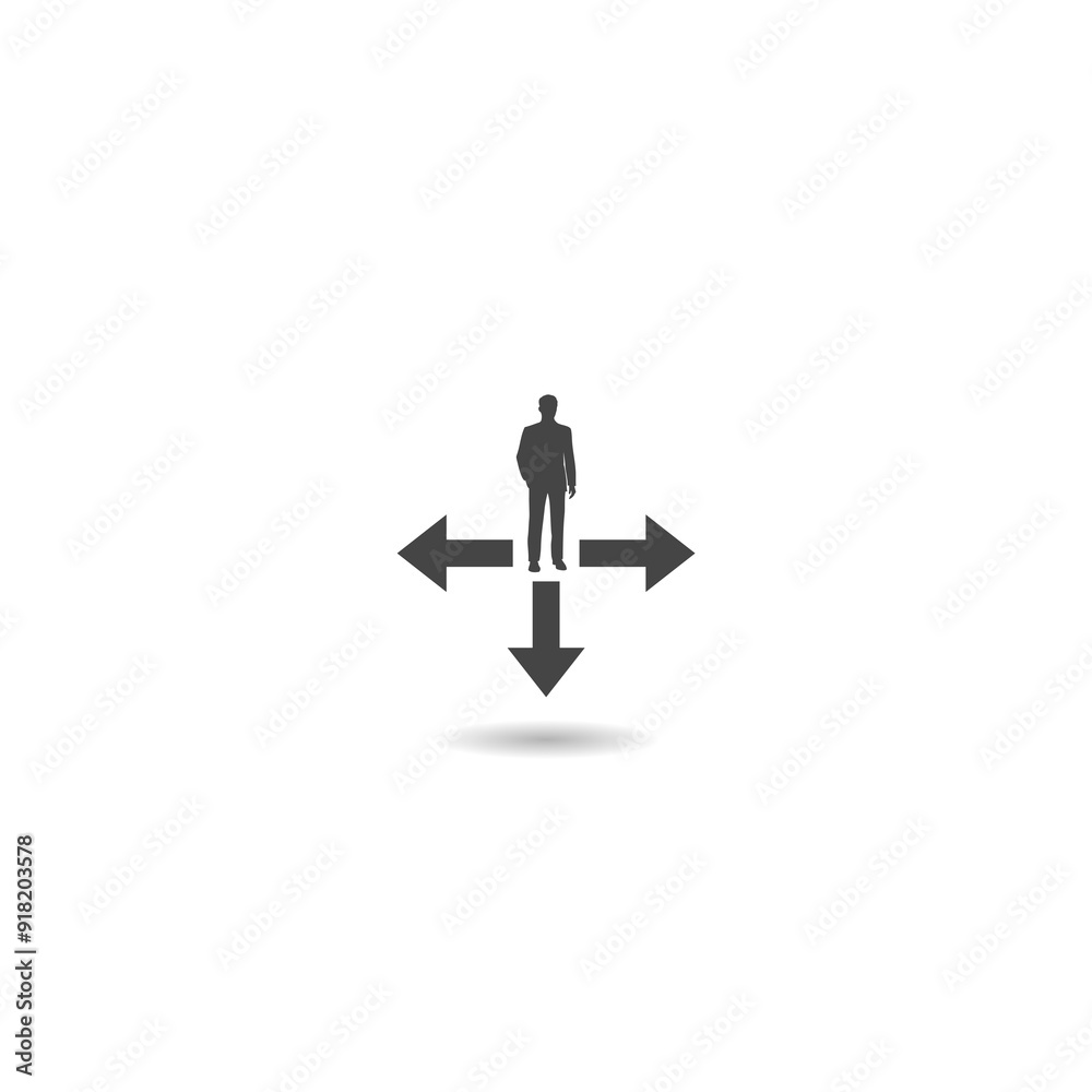 Businessman with way icon with shadow Businessman with way icon with shadow