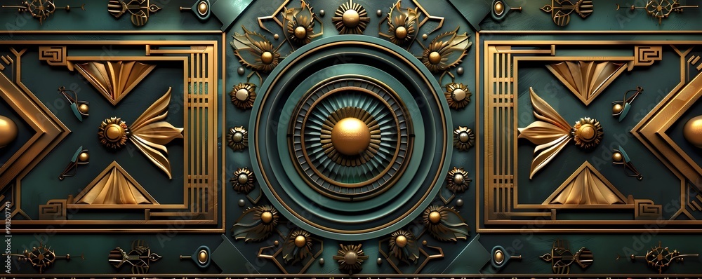 Glamorous Art Deco Inspired Frame with Luxurious Golden Accents and Symmetrical Patterns Glamorous Art Deco Inspired Frame with Luxurious Golden Accents and Symmetrical Patterns