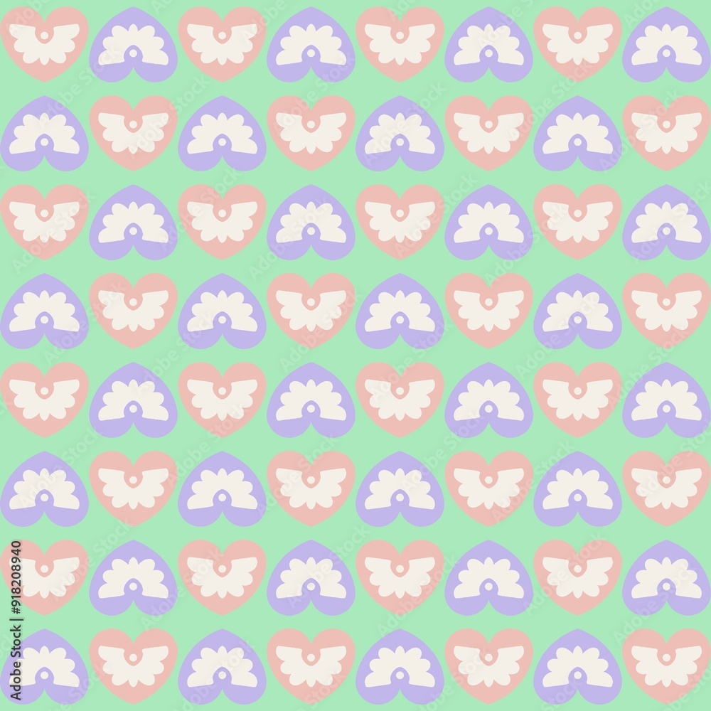 seamless pattern with white wings inside pink and purple heart seamless pattern with white wings inside pink and purple heart