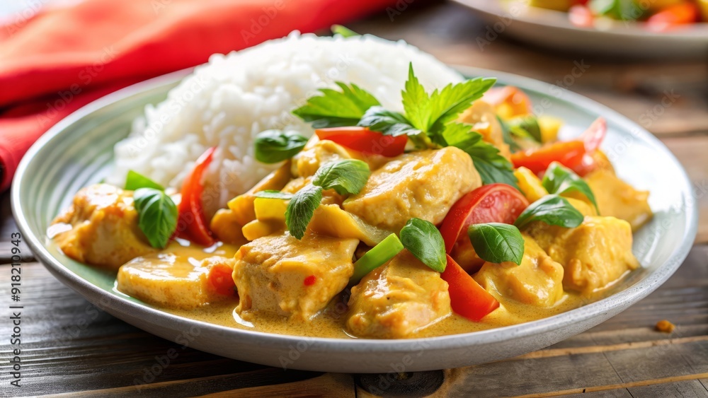 Delicious Chicken Curry with Rice and Vegetables. Delicious Chicken Curry with Rice and Vegetables.