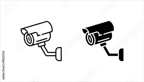 Icon set of security cameras, video surveillance, cctv signs. Surveillance camera, monitoring, home safety protection system, Repair CCTV, Security Camera, on white background.