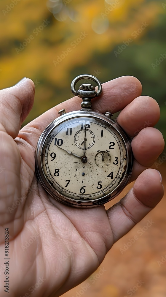 Countdown Urgency Stopwatch in Hand with Blurred Background Symbolizing Time Pressure Concept Countdown Urgency Stopwatch in Hand with Blurred Background Symbolizing Time Pressure Concept