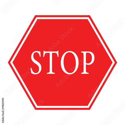 Red stop icon. Stop traffic sign symbol isolated on white background. Web site page and regulatory design. Road sign  warning stop symbol. Vector illustration.
