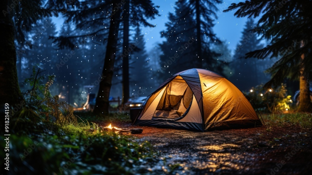 Camping Under the Stars on a Rainy Night Camping Under the Stars on a Rainy Night