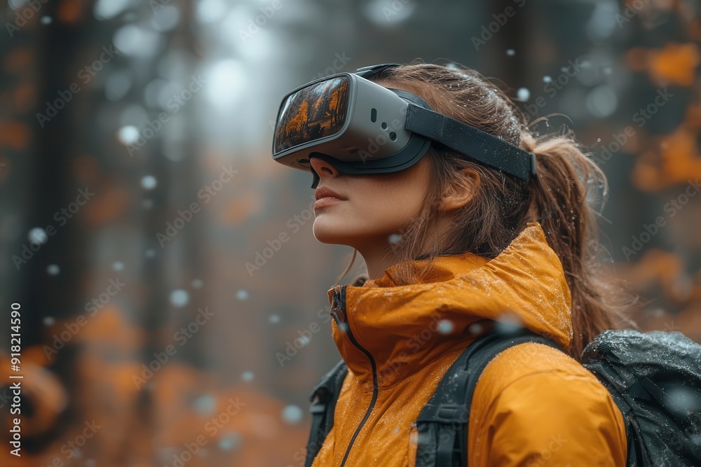augmented reality nature tour hikers with smart glasses see holographic wildlife and historical overlays ancient spirits guide through vibrant autumn forest augmented reality nature tour hikers with smart glasses see holographic wildlife and historical overlays ancient spirits guide through vibrant autumn forest