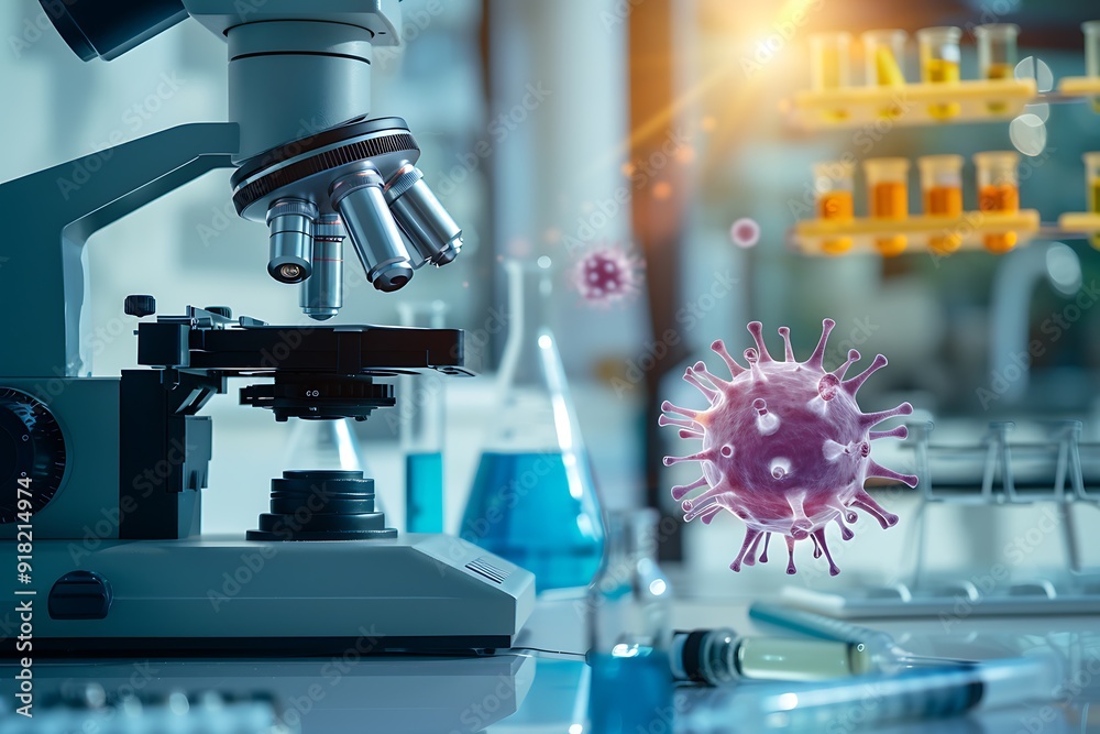 Virus in edge science laboratory background Virus in edge science laboratory background