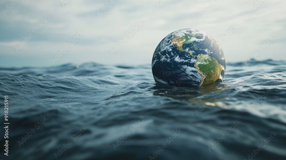 A globe of Earth floating in water, symbolizing environmental conservation and the fragility of our planet.