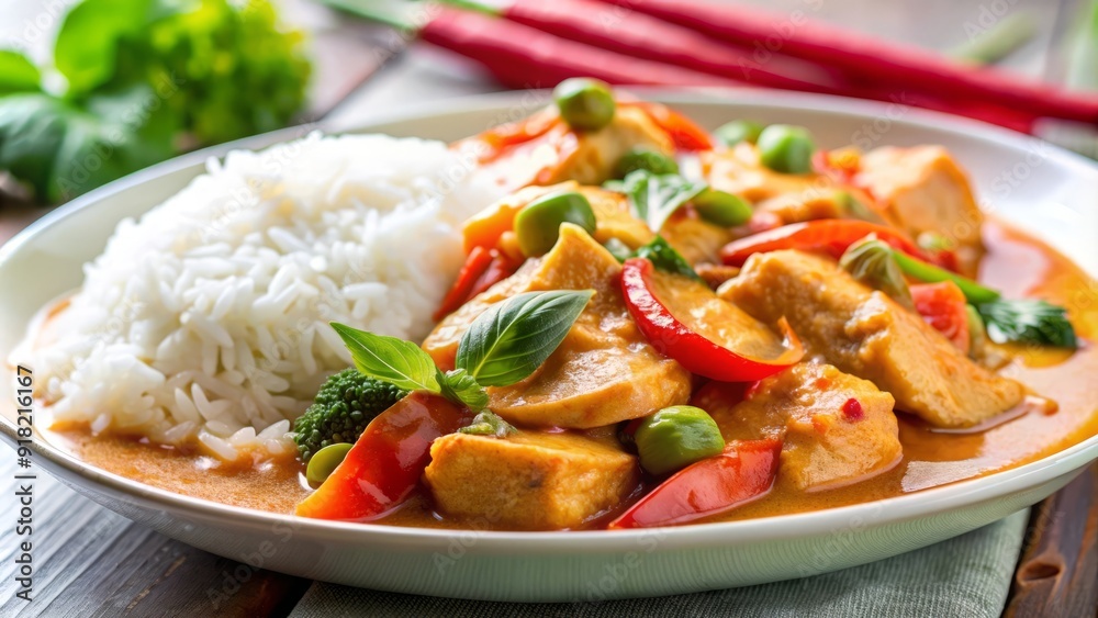 Thai Red Curry with Chicken and Rice. Thai Red Curry with Chicken and Rice.