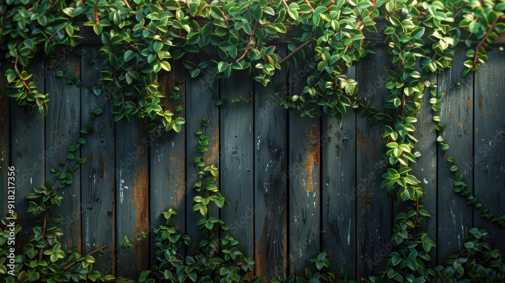 A photorealistic image of a lush green plant pushing through a weathered wooden fence. A photorealistic image of a lush green plant pushing through a weathered wooden fence.