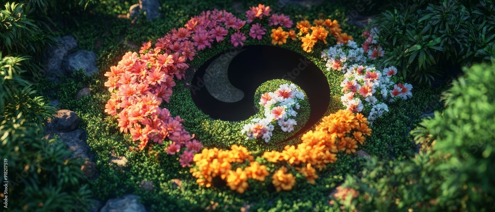 Yin Yang Garden Balance Taoism Religion Spiritual Symbol - Generative AI Yin Yang Garden Balance Taoism Religion Spiritual Symbol - Generative AI