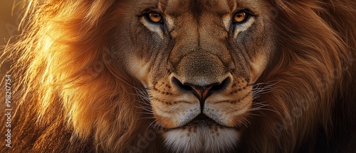 close up of a lion Looking straight at you with fierce eyes