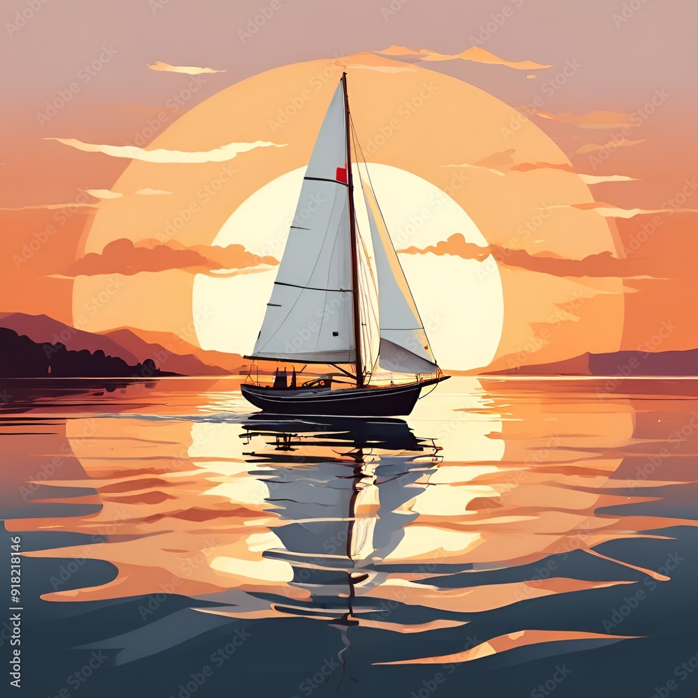Naklejka premium sailboat at sunset