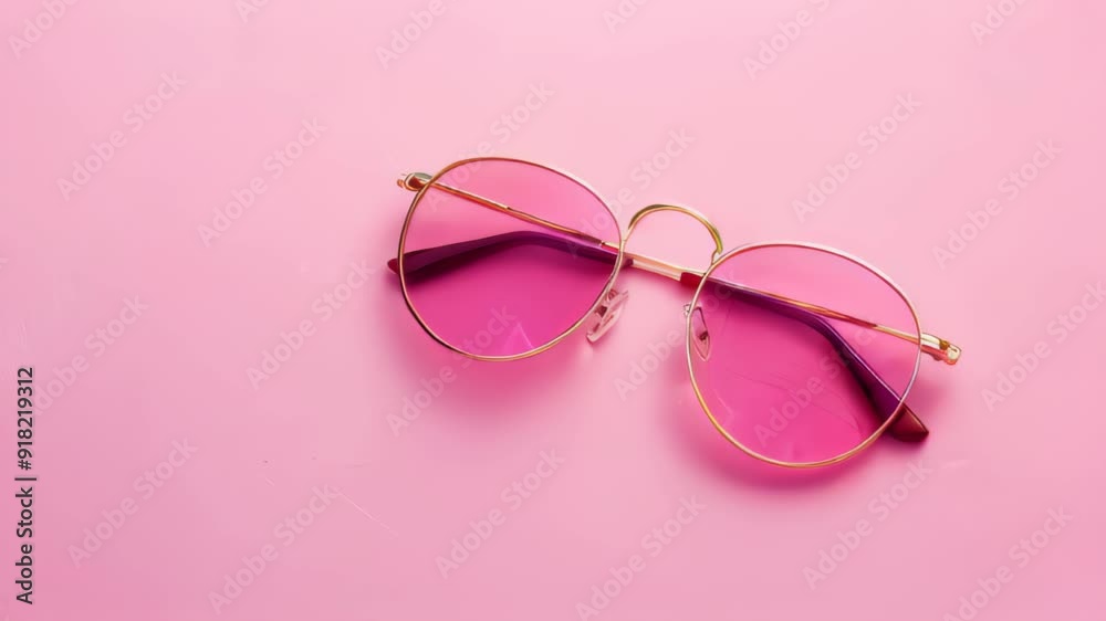 Pastel pink background with a pair of stylish sunglasses, copyspace Pastel pink background with a pair of stylish sunglasses, copyspace
