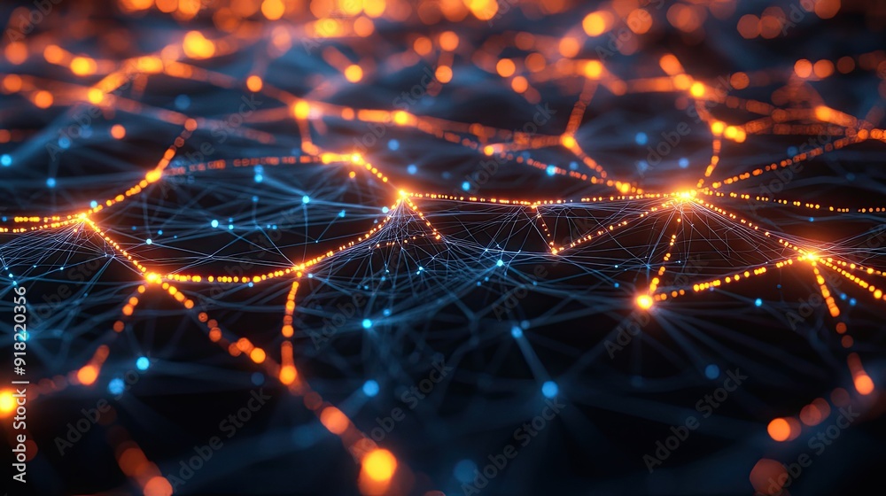 Glowing digital connections forming a network pattern, emphasizing the concept of connectivity. Glowing digital connections forming a network pattern, emphasizing the concept of connectivity.