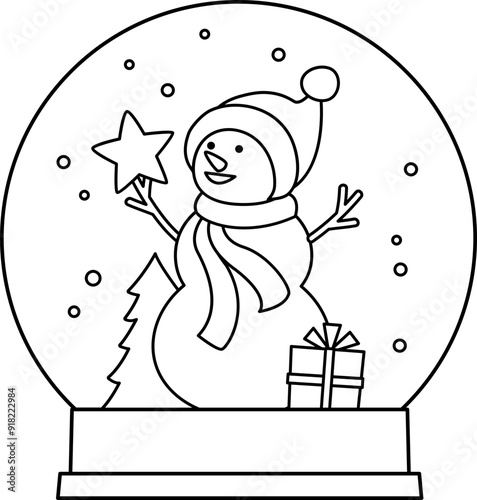 Christmas Snow globe coloring page outline.
Christmas Glass snowball coloring drawing.