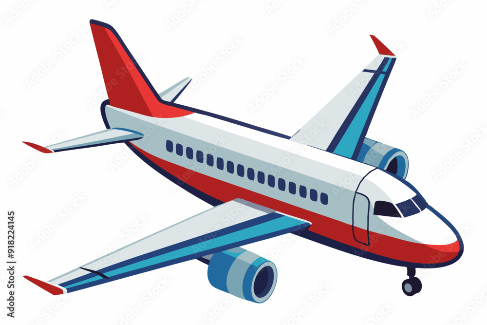A Red, White, and Blue Airplane in Flight A Red, White, and Blue Airplane in Flight