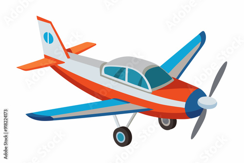 Single-Engine Propeller Plane with Red, White, and Blue Color Scheme