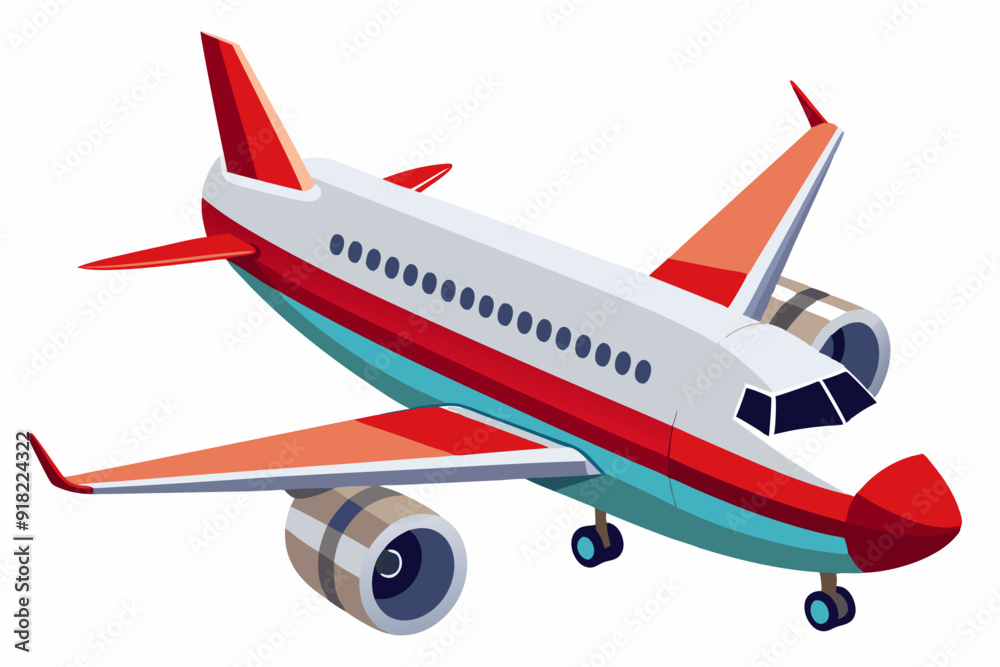 Obraz premium Red and White Airplane with Blue and Orange Details